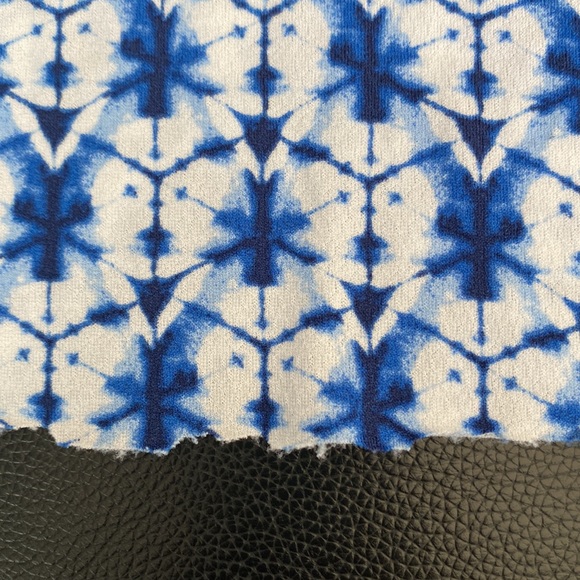 OLSEN Europe women’s top size US 12 white & blue & black floral flared sleeves - Picture 8 of 9